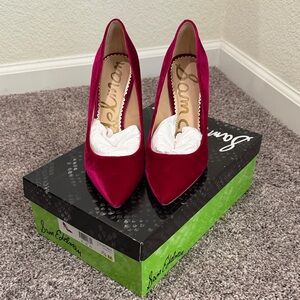 Sam Edelman Hazel Fuchsia Velvet Pointed-Toe Pumps